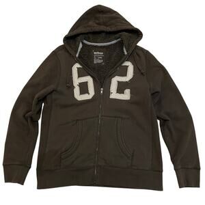 Y2K Grunge Urban Pipeline Zip-Up Hoodie | Men’s Large, Brown Sherpa Lined